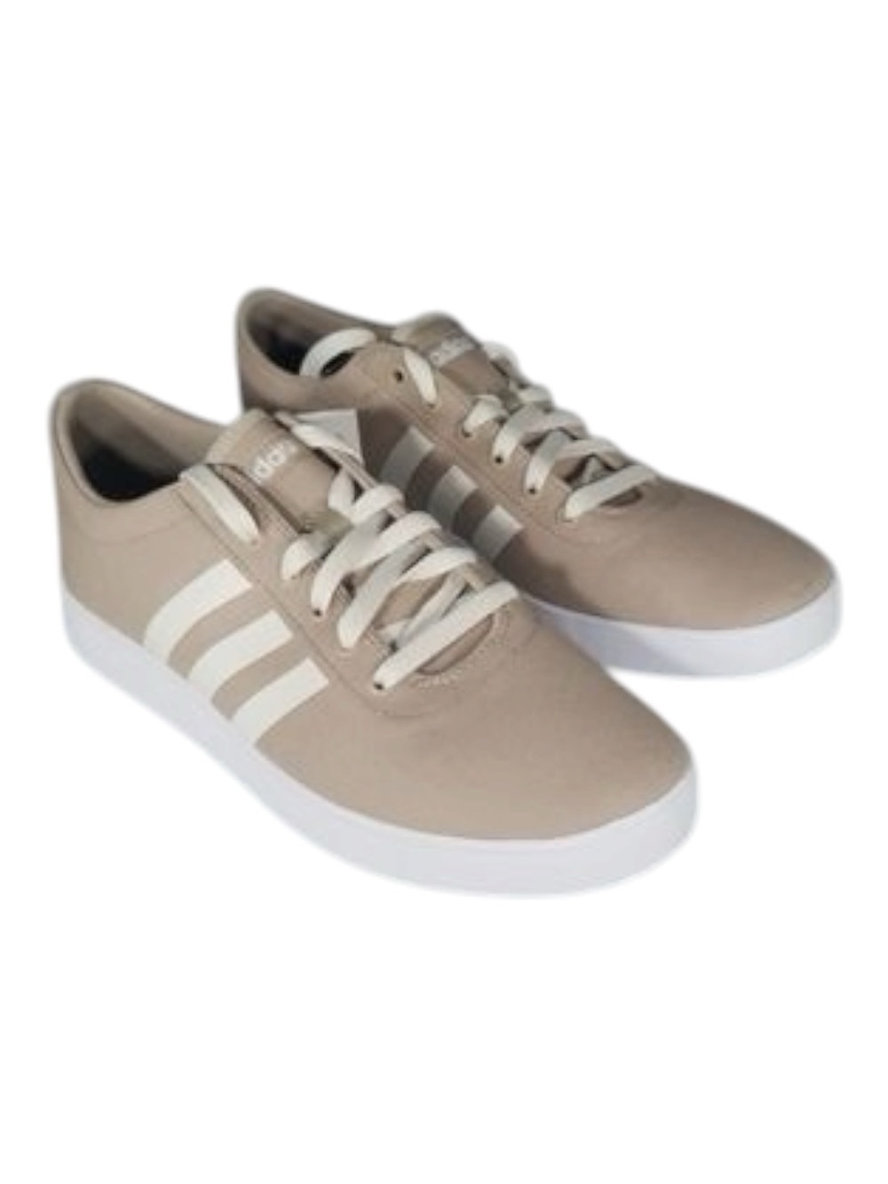 Adidas EASY VULC 2.0 Sneakers Beige Lace Up Tan Canvas Fabric White 7